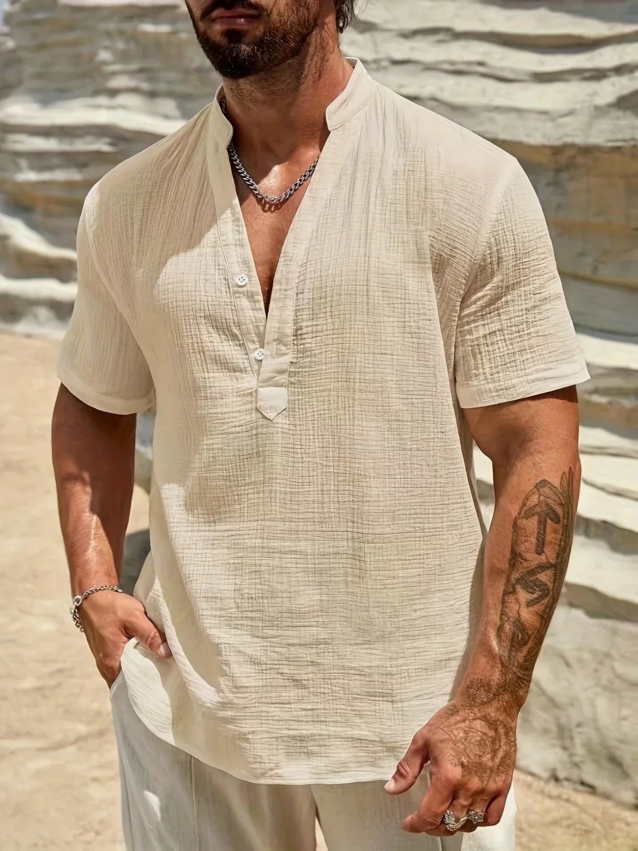 La Baule | Chemise d’été élégante à col montant
