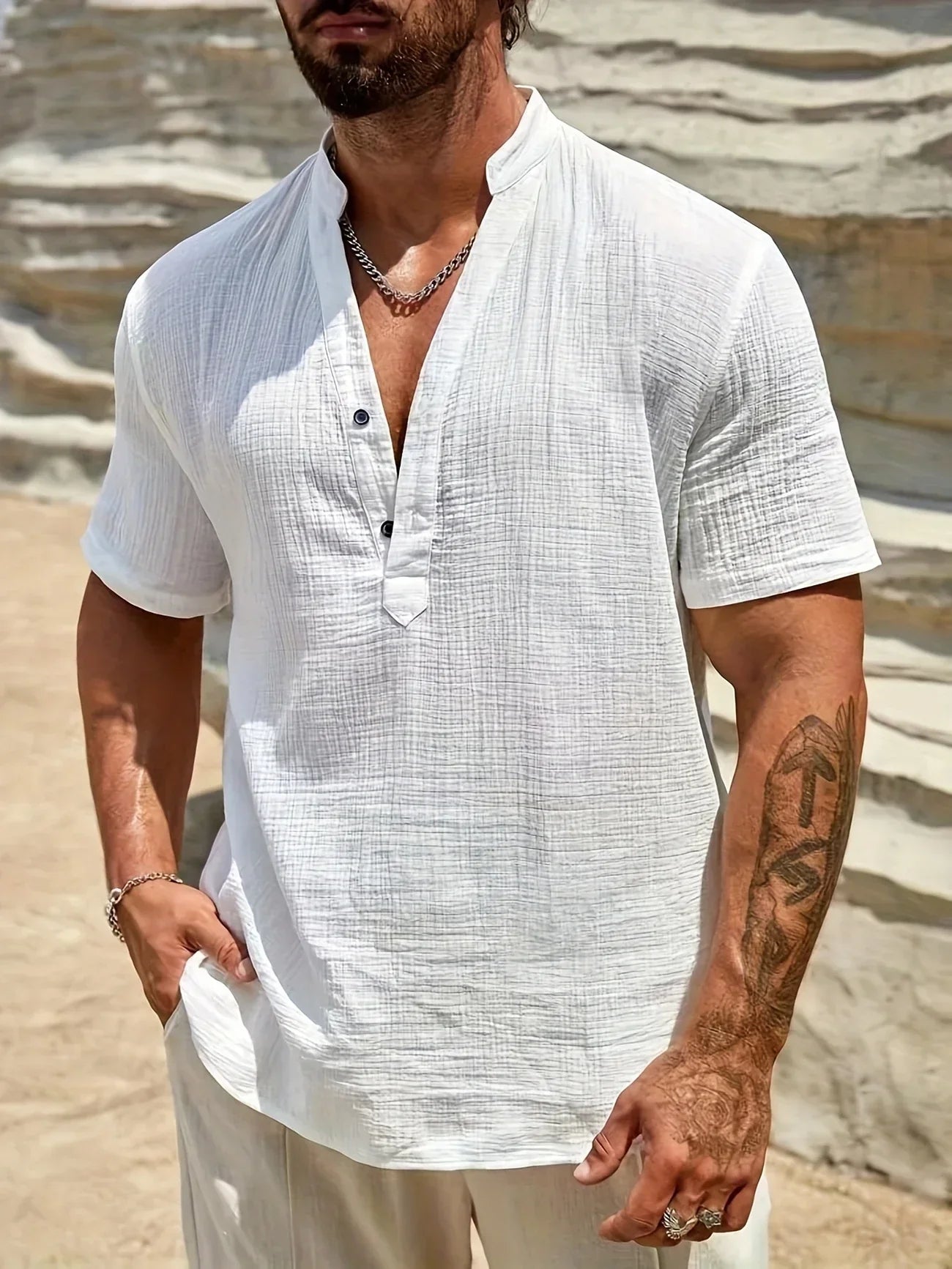 La Baule | Chemise d’été élégante à col montant