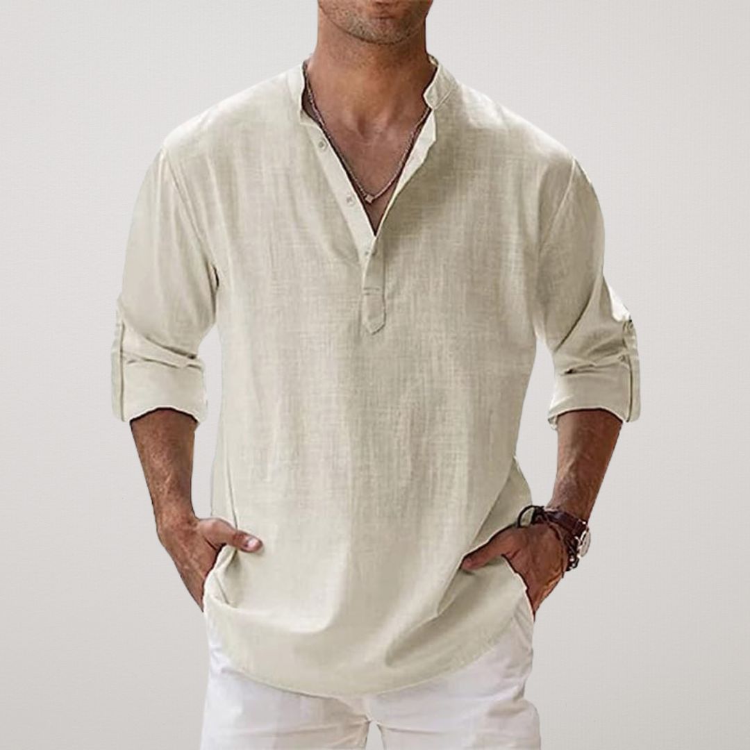 La Baule | Chemise Henley en coton effet lin