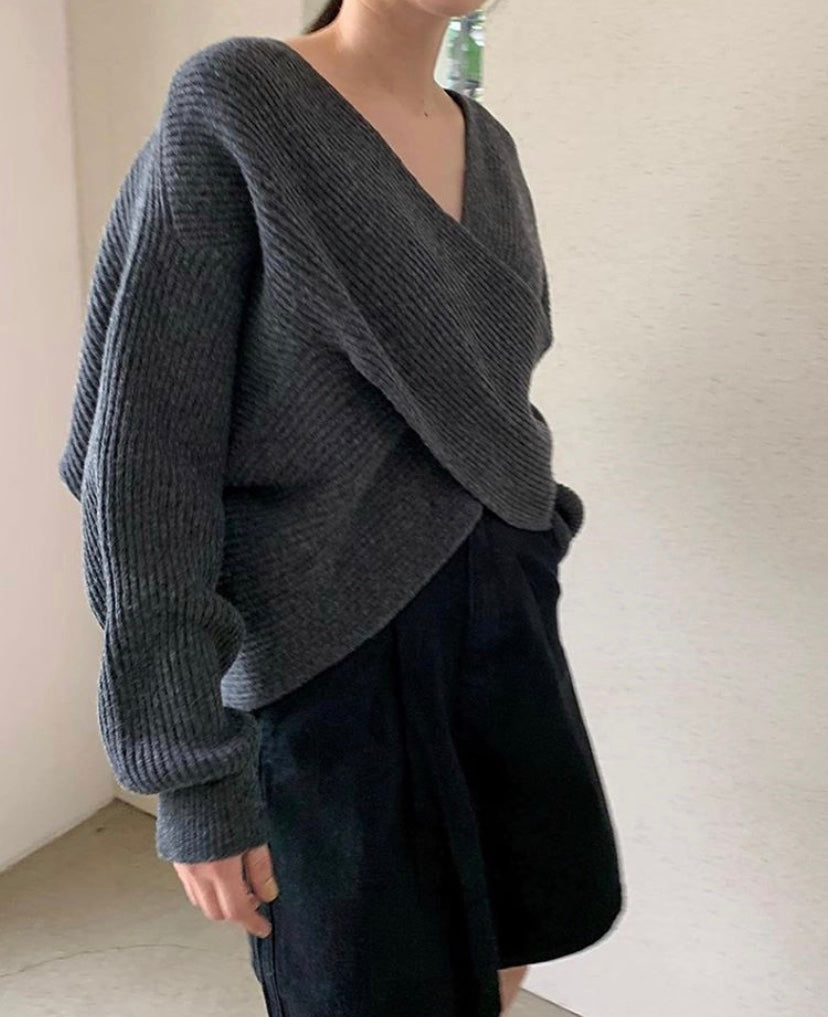 La Baule | Pull en tricot croisé chic