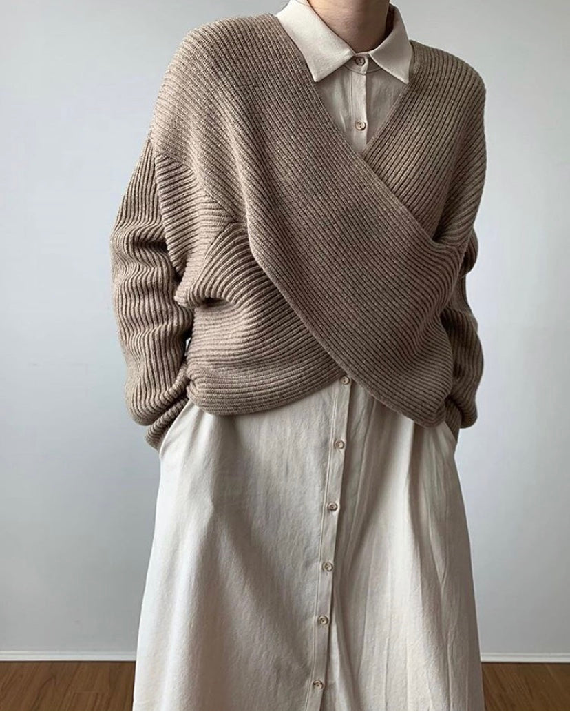 La Baule | Pull en tricot croisé chic
