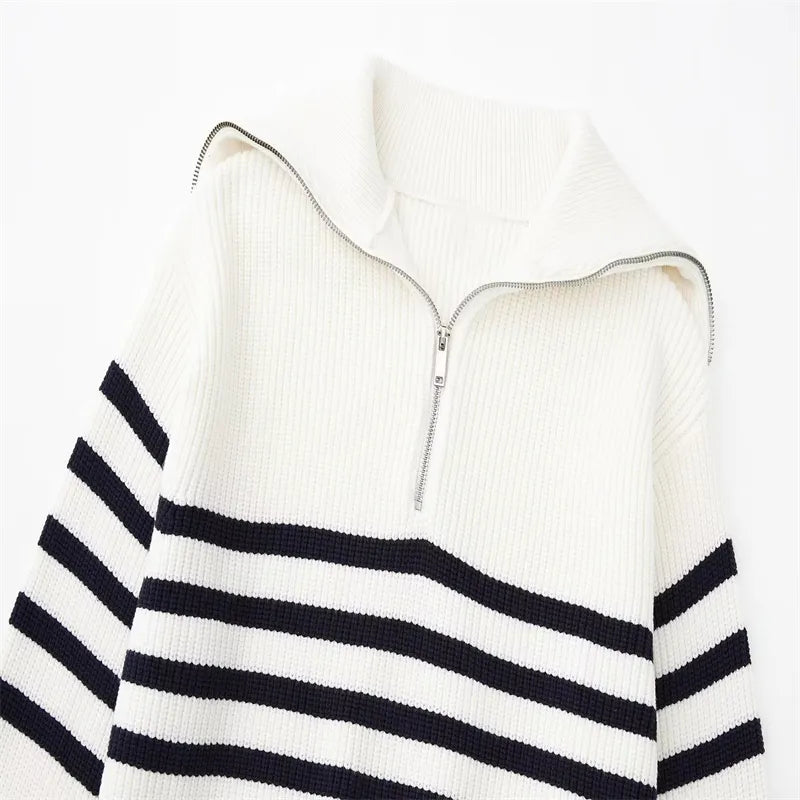 La Baule | Pull zippé rayé