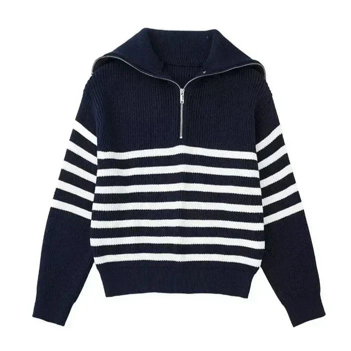 La Baule | Pull zippé rayé
