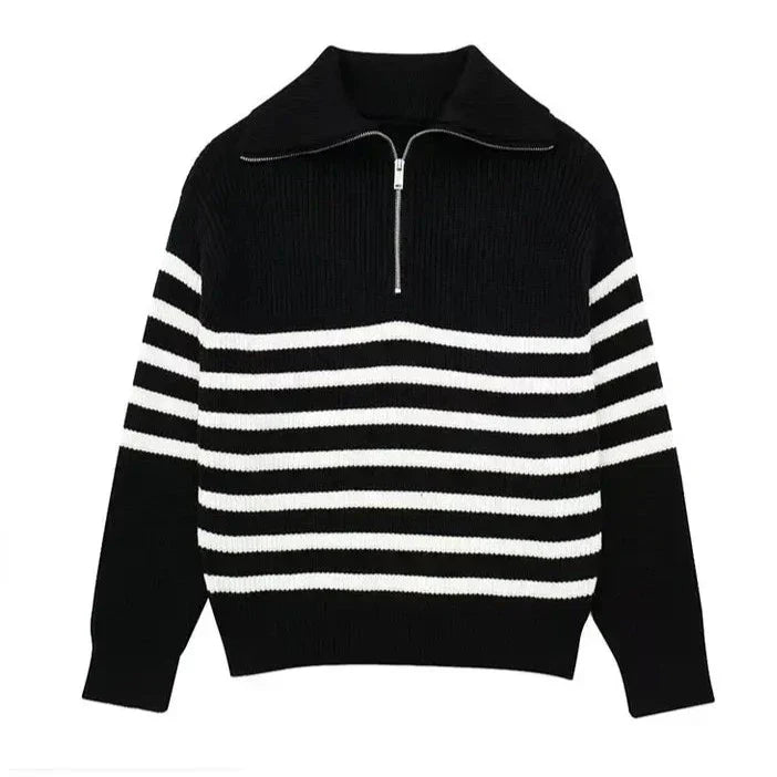 La Baule | Pull zippé rayé