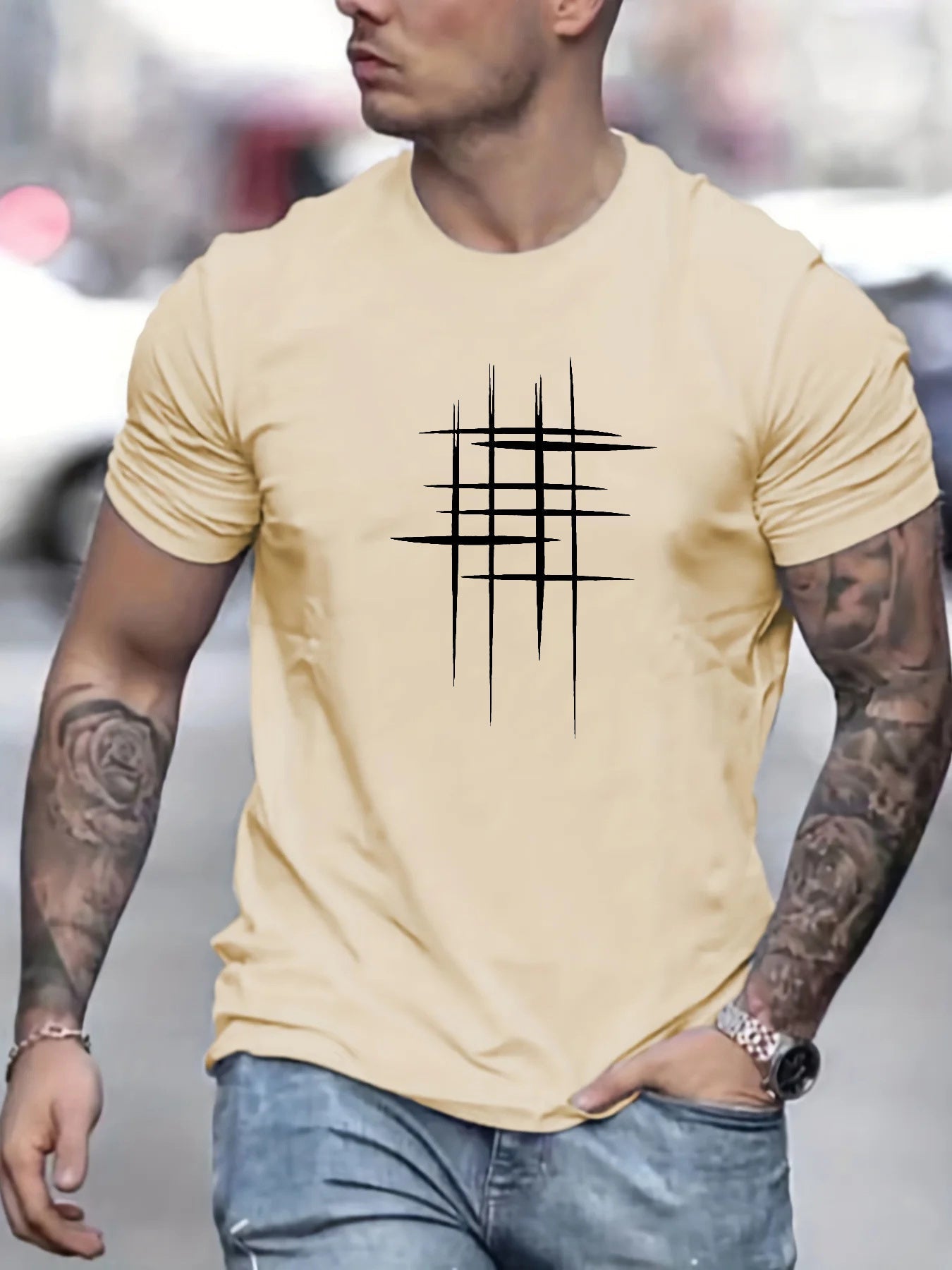 La Baule | T-shirt élégant à col rond avec imprimé graphique