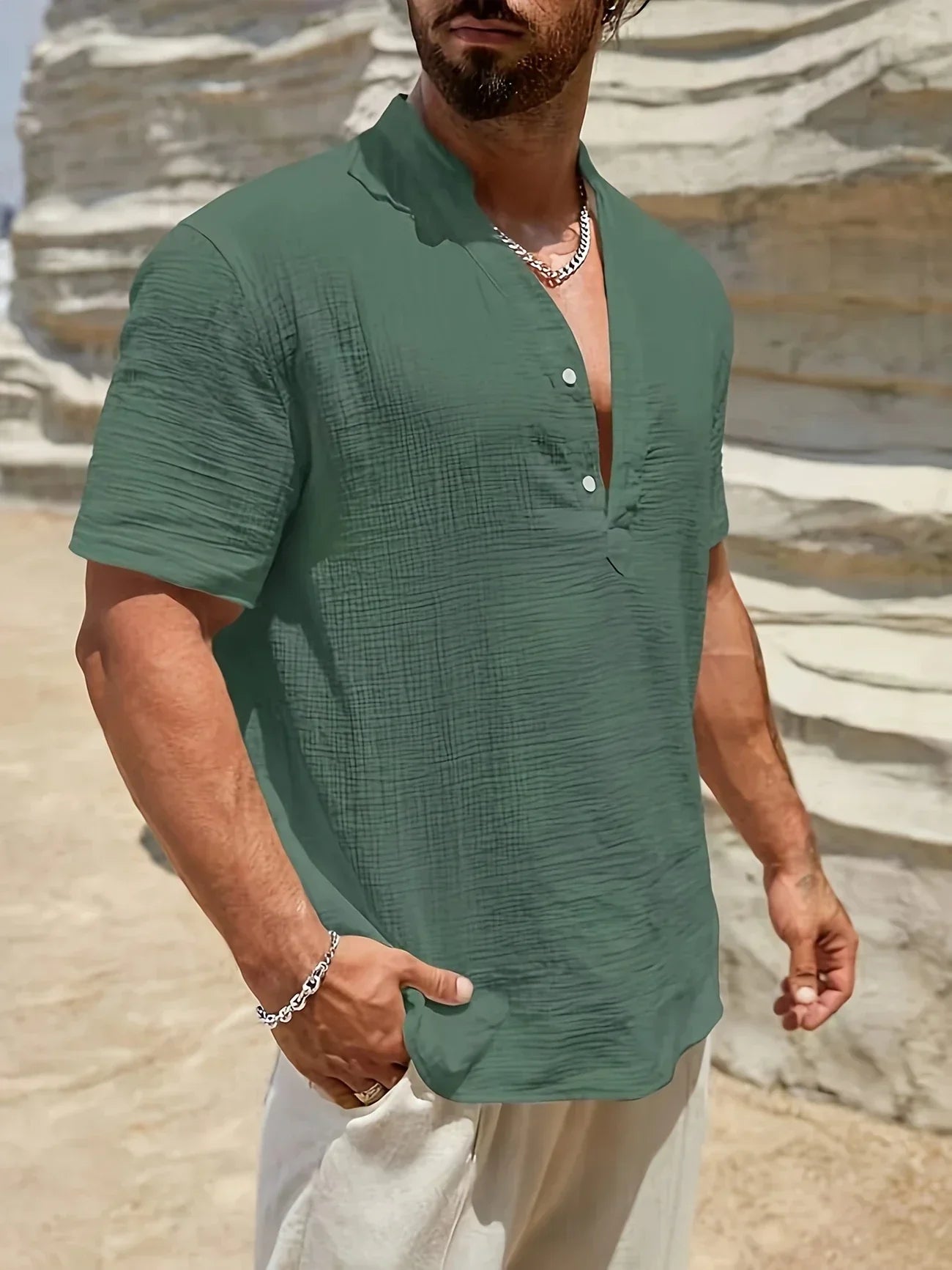 La Baule | Chemise d’été élégante à col montant