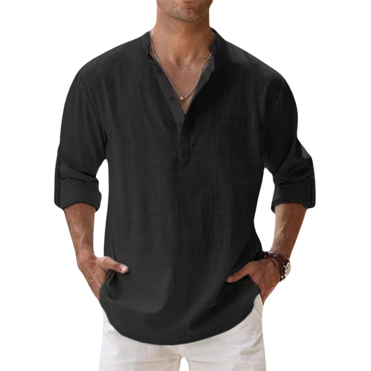 La Baule | Chemise Henley en coton effet lin