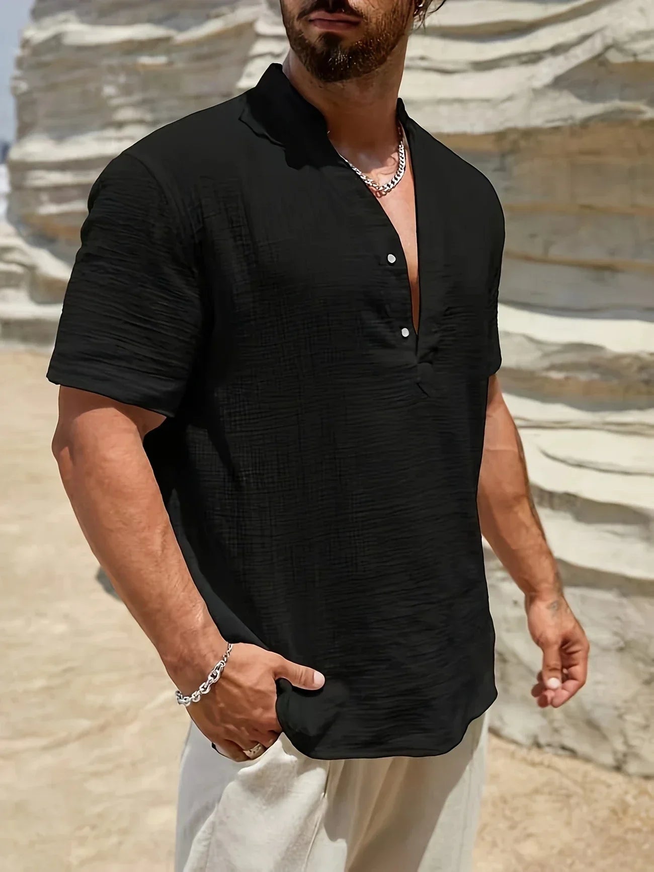 La Baule | Chemise d’été élégante à col montant