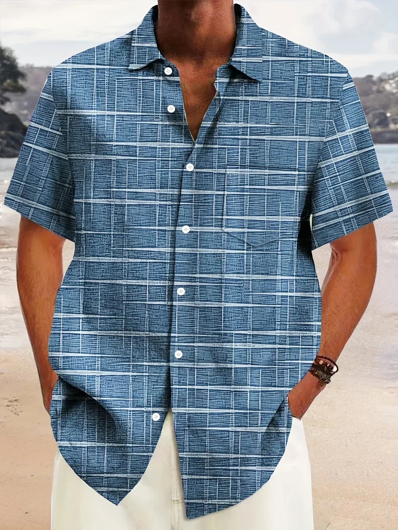 La Baule | Chemise élégante à motif rayé et à carreaux