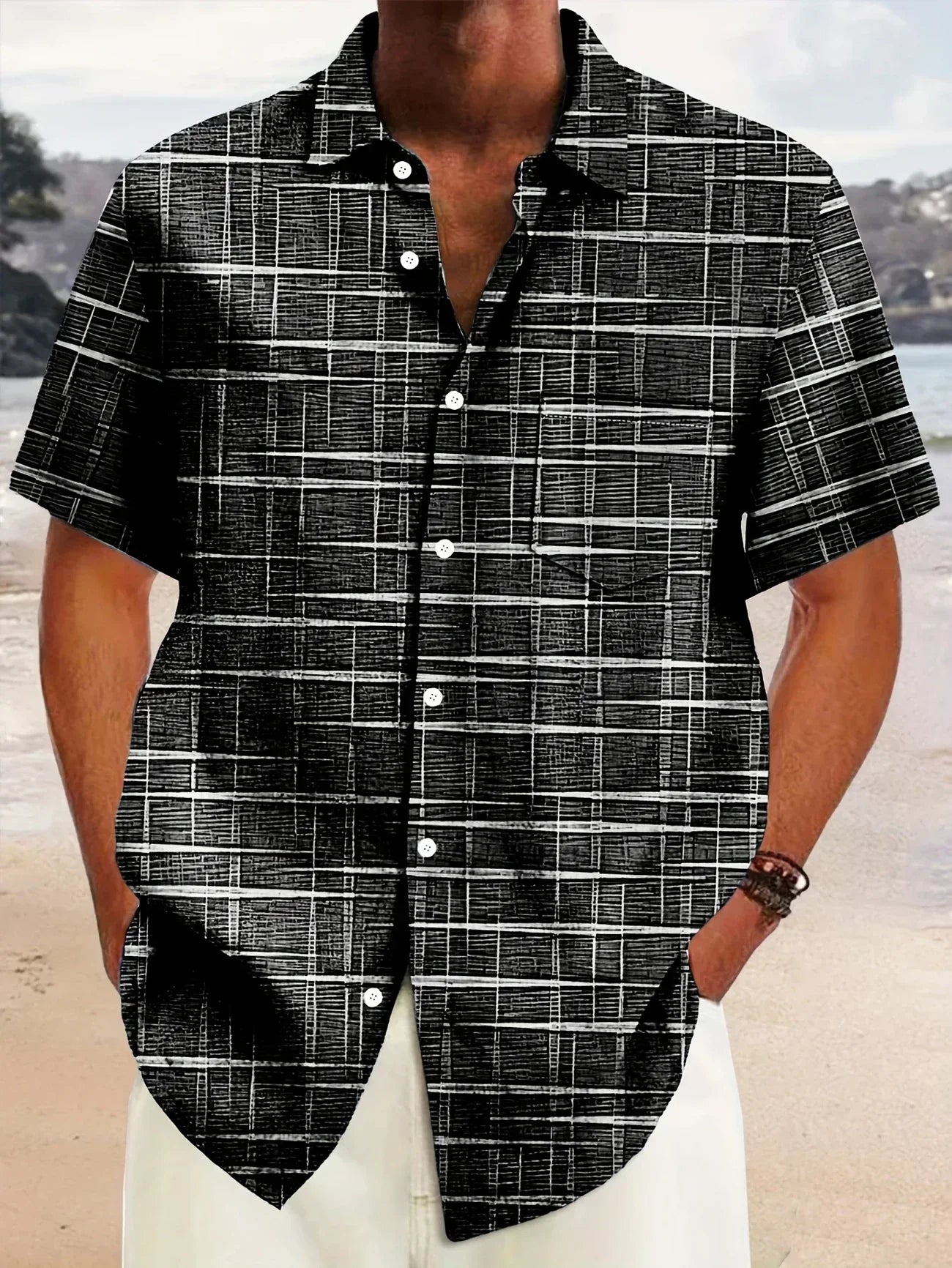 La Baule | Chemise élégante à motif rayé et à carreaux