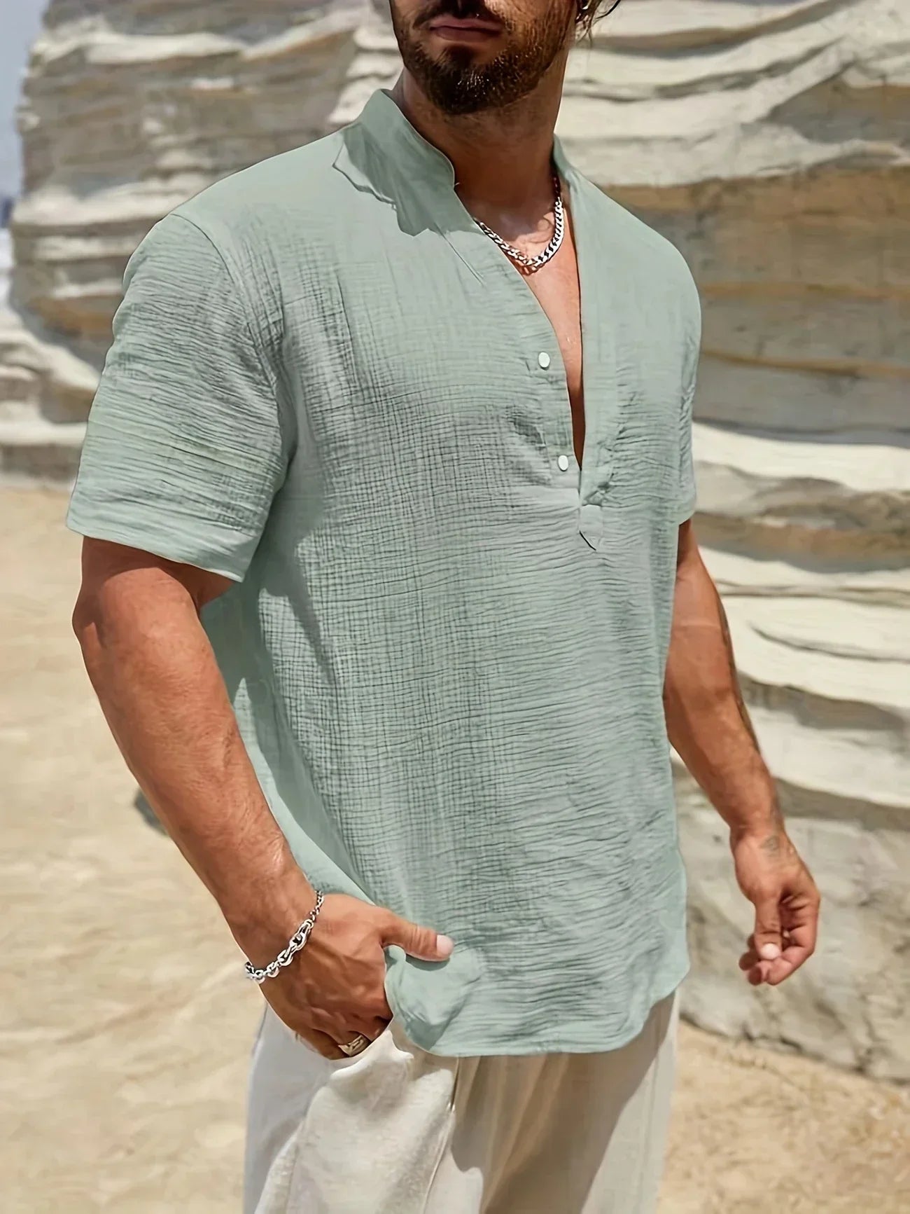 La Baule | Chemise d’été élégante à col montant
