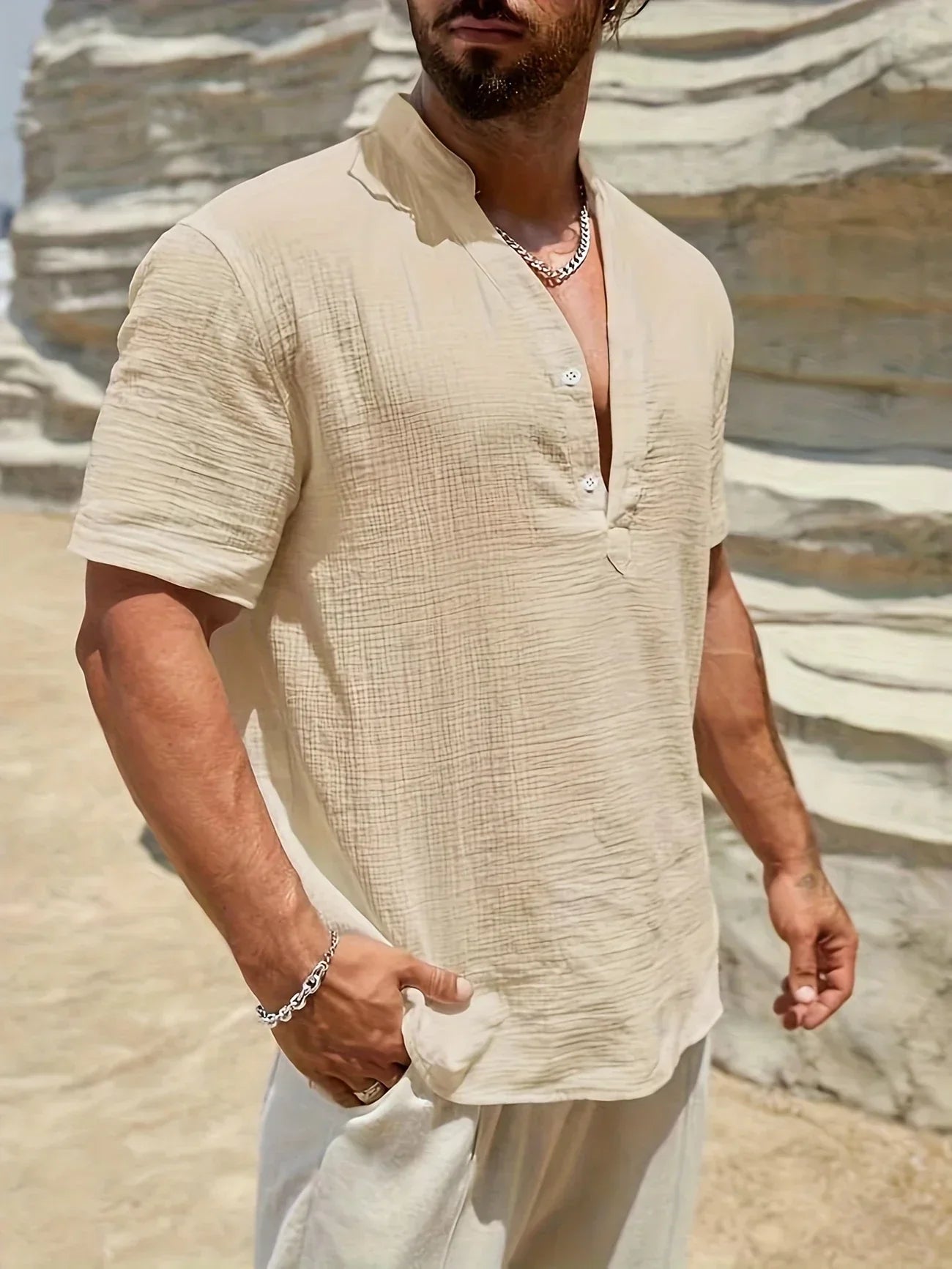 La Baule | Chemise d’été élégante à col montant