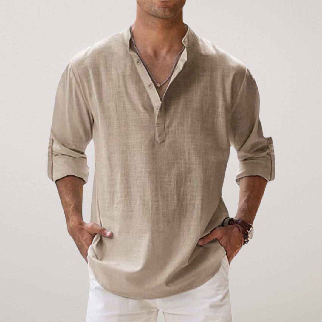 La Baule | Chemise Henley en coton effet lin
