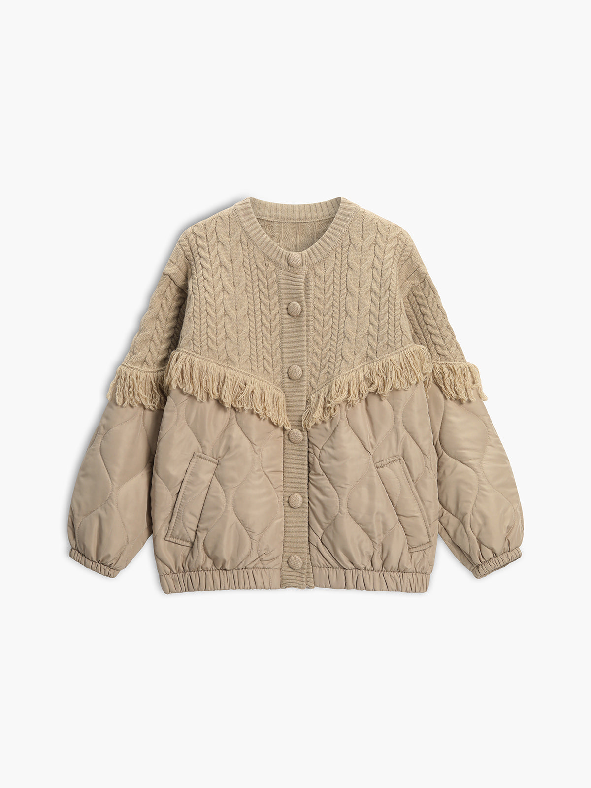 La Baule | Veste matelassée en tricot torsadé patchwork