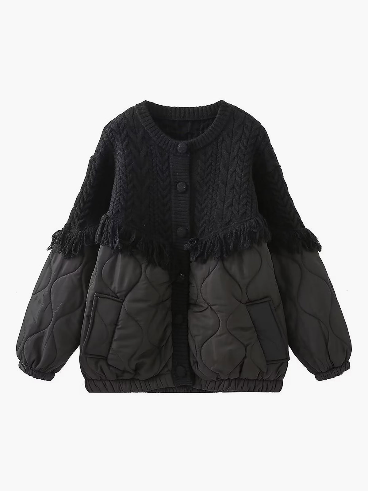 La Baule | Veste matelassée en tricot torsadé patchwork