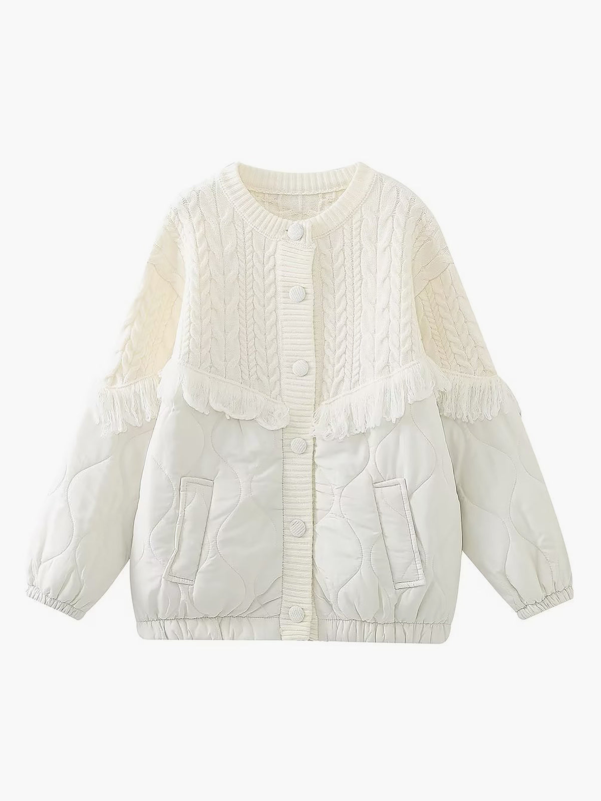 La Baule | Veste matelassée en tricot torsadé patchwork