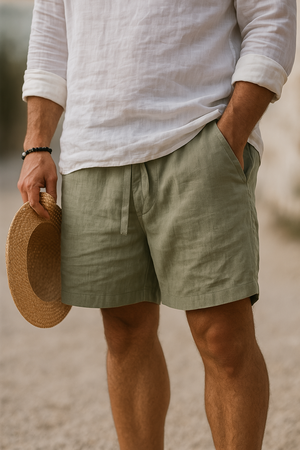 La Baule | Short élégant en lin à taille élastique
