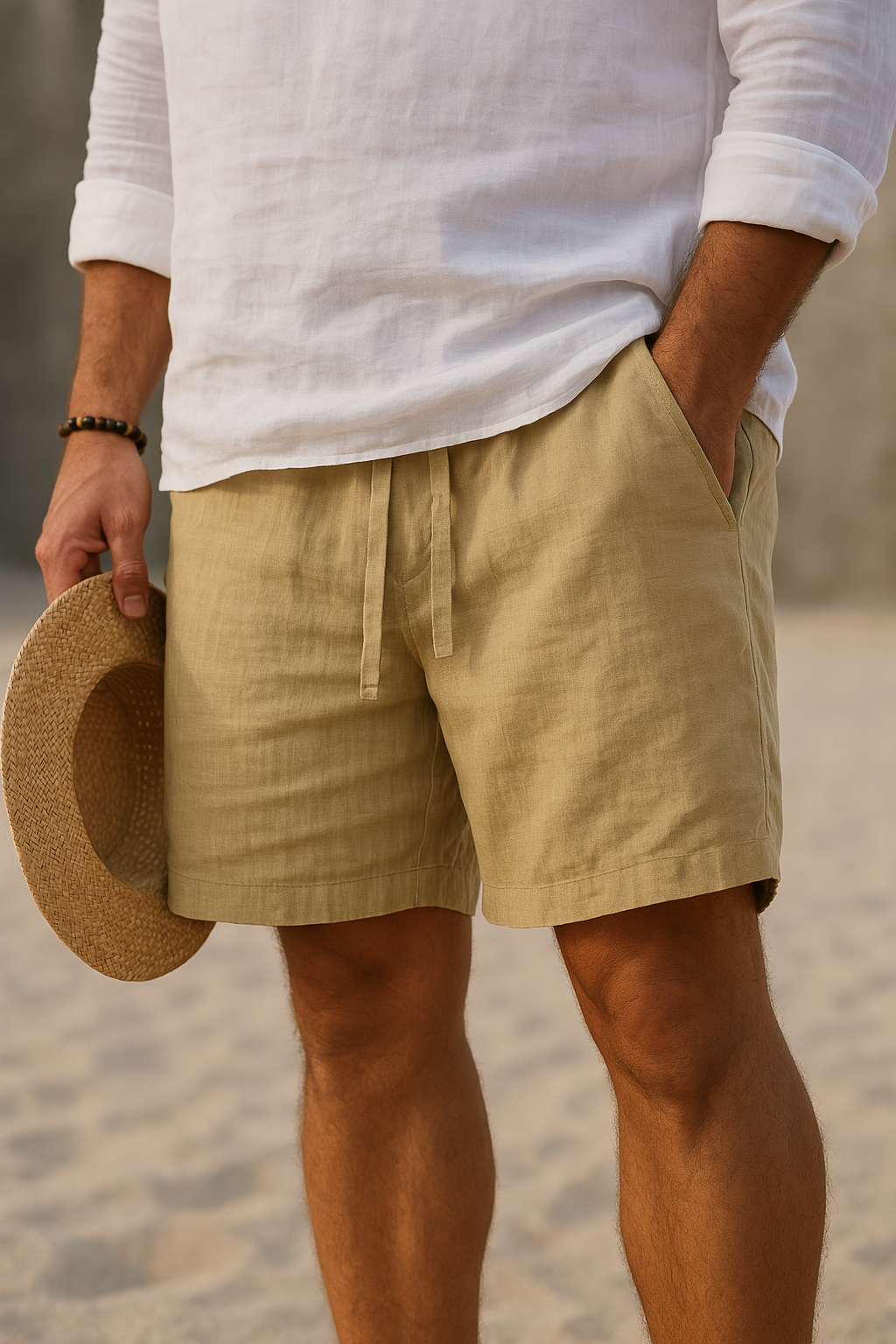 La Baule | Short élégant en lin à taille élastique
