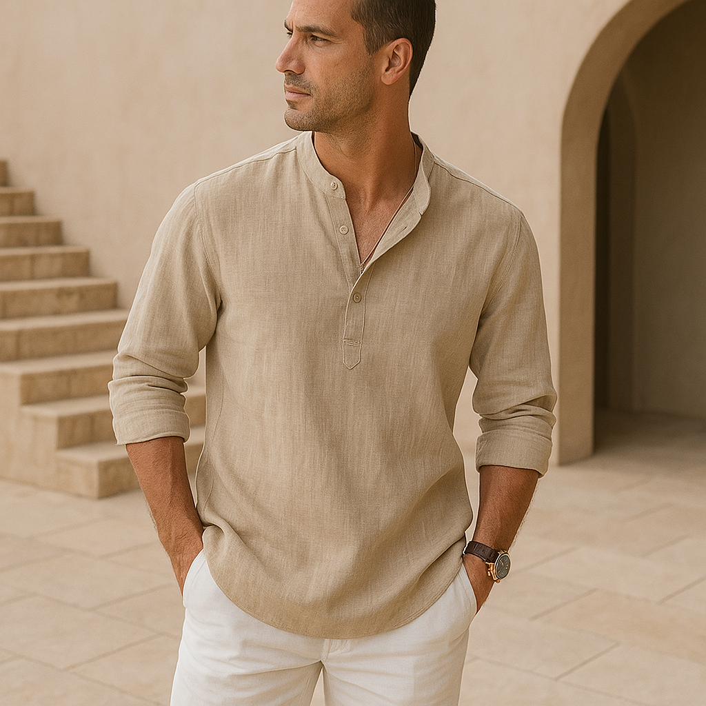 La Baule | Chemise Henley en coton effet lin