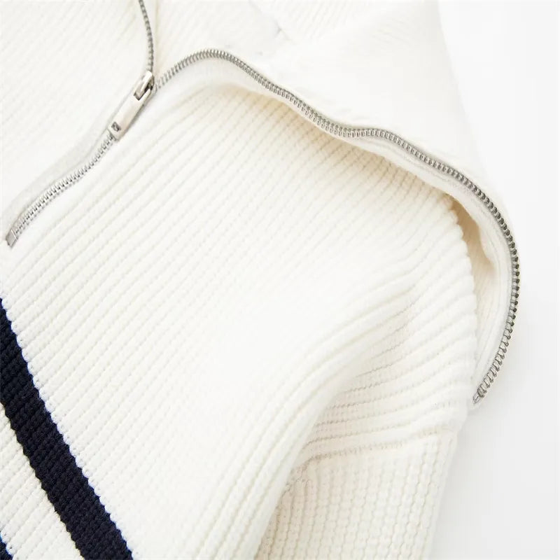 La Baule | Pull zippé rayé