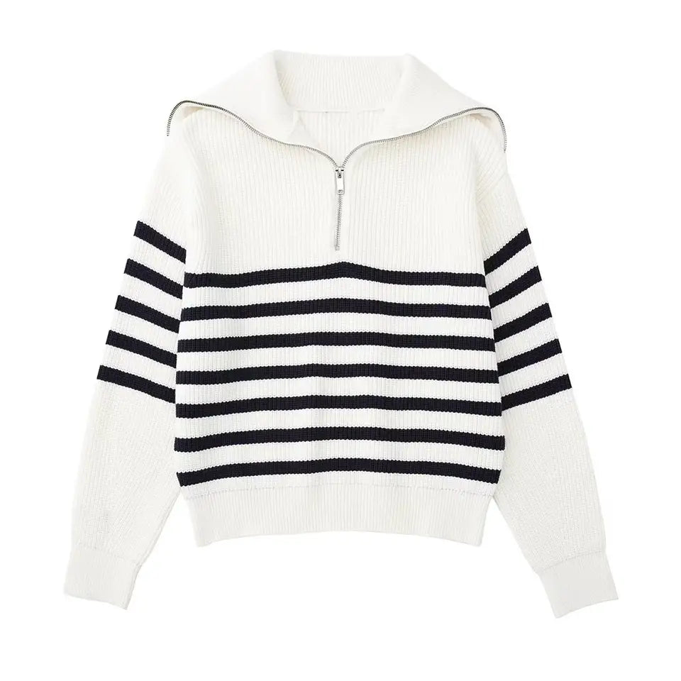 La Baule | Pull zippé rayé
