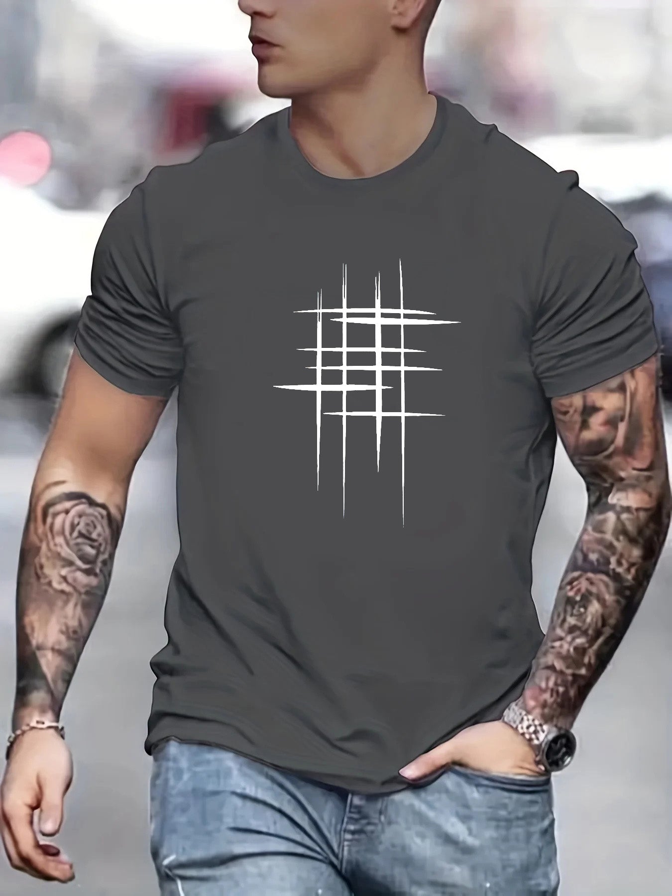 La Baule | T-shirt élégant à col rond avec imprimé graphique
