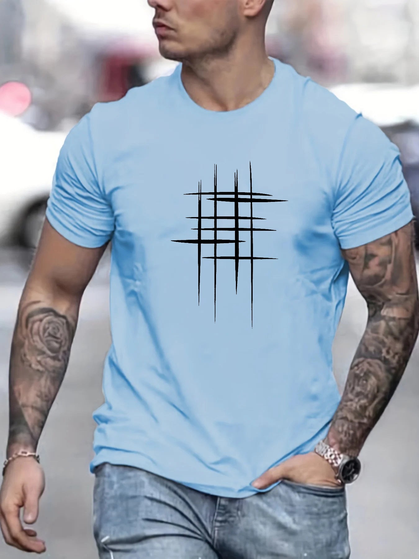 La Baule | T-shirt élégant à col rond avec imprimé graphique