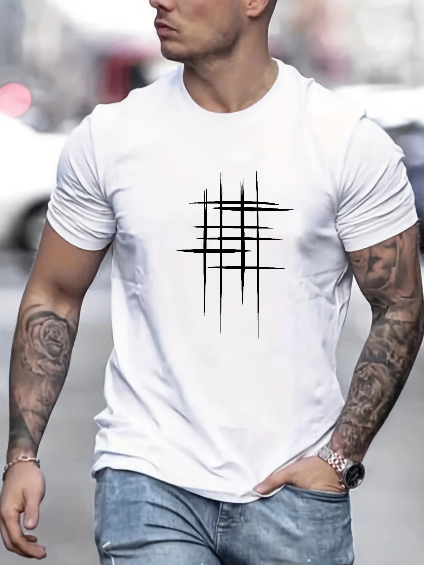 La Baule | T-shirt élégant à col rond avec imprimé graphique