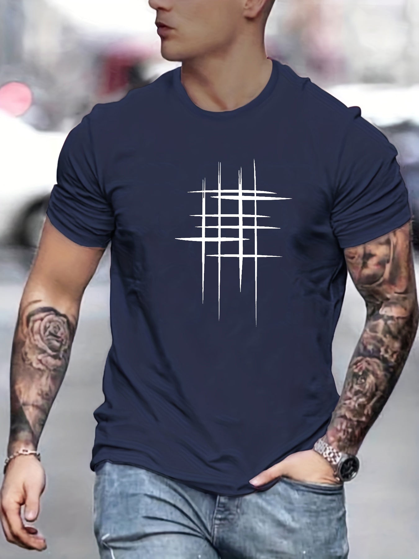La Baule | T-shirt élégant à col rond avec imprimé graphique