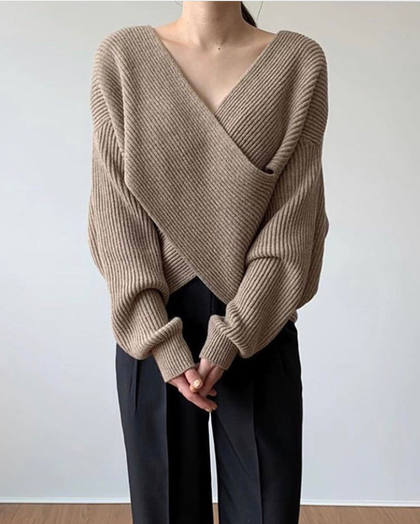 La Baule | Pull en tricot croisé chic