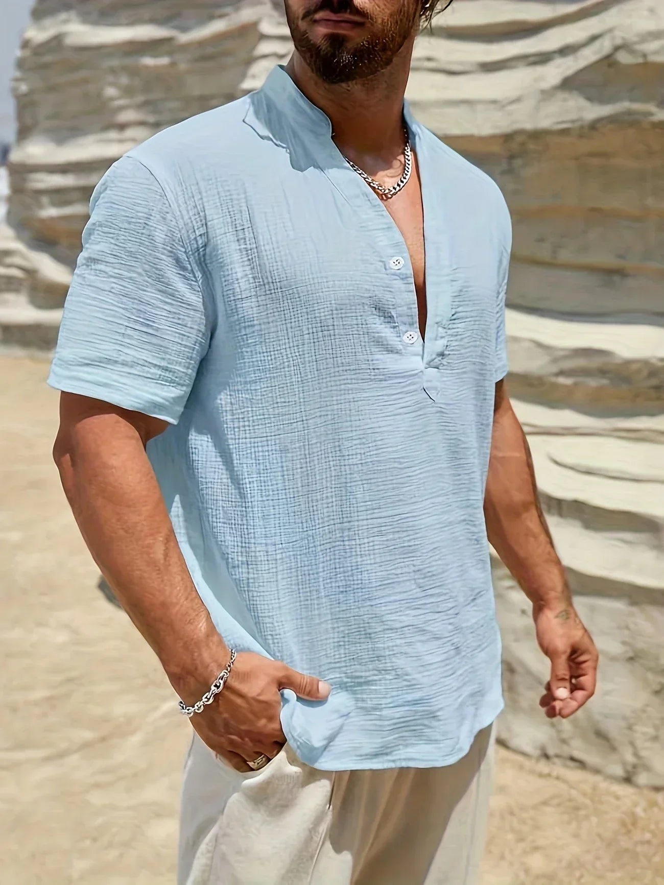 La Baule | Chemise d’été élégante à col montant
