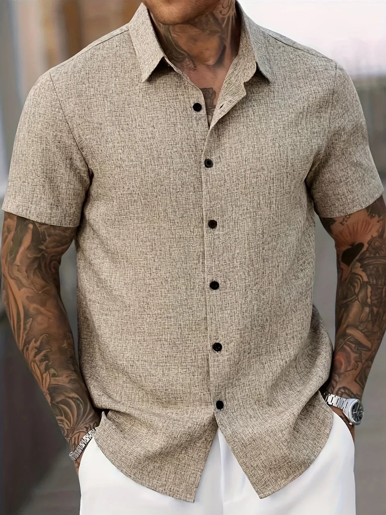 La Baule | Chemise légère à manches courtes en mélange de lin