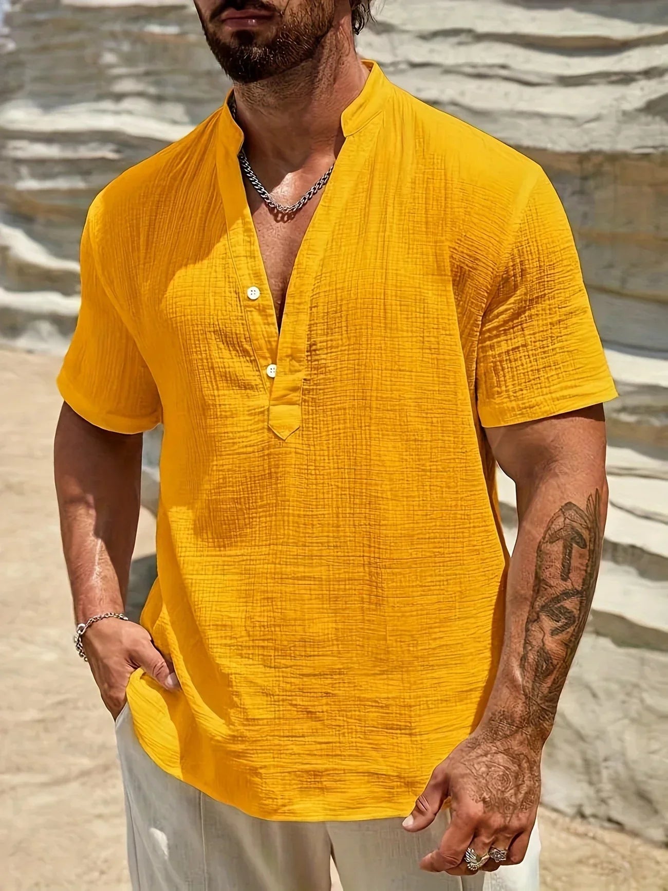La Baule | Chemise d’été élégante à col montant