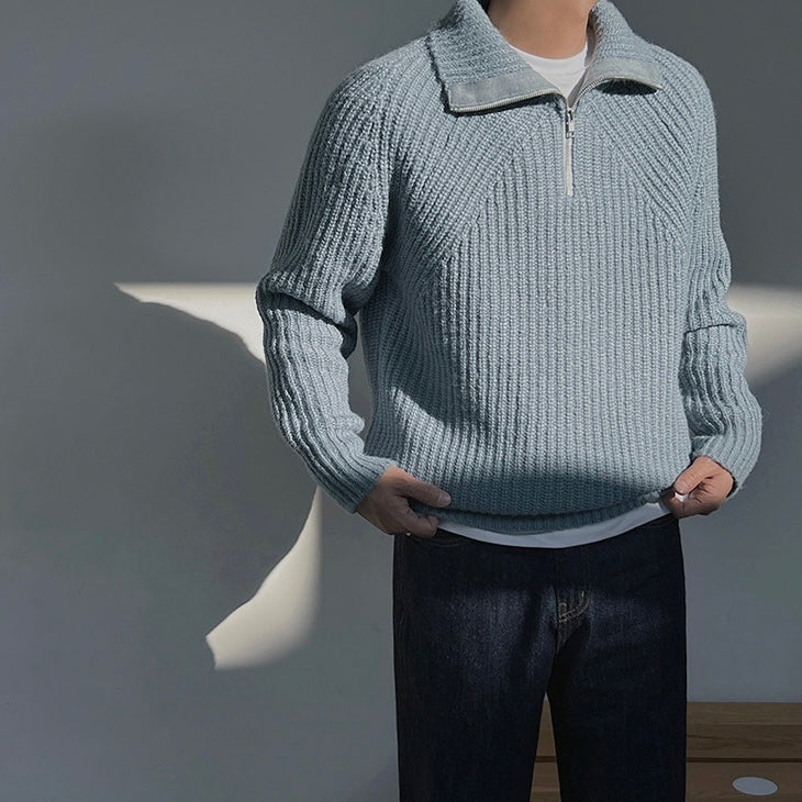 La Baule | Pull Azure à quart de zip